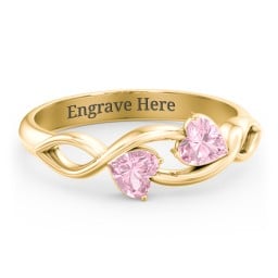 Heavenly Hearts Ring with Heart Birthstones