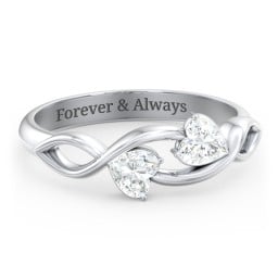 Heavenly Hearts Ring with Heart Birthstones