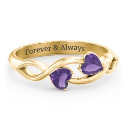 Heavenly Hearts Ring with Heart Birthstones