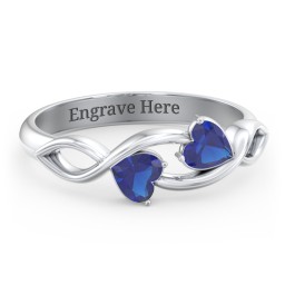 Heavenly Hearts Ring with Heart Birthstones in 925 Sterling Silver with Blue Sapphire