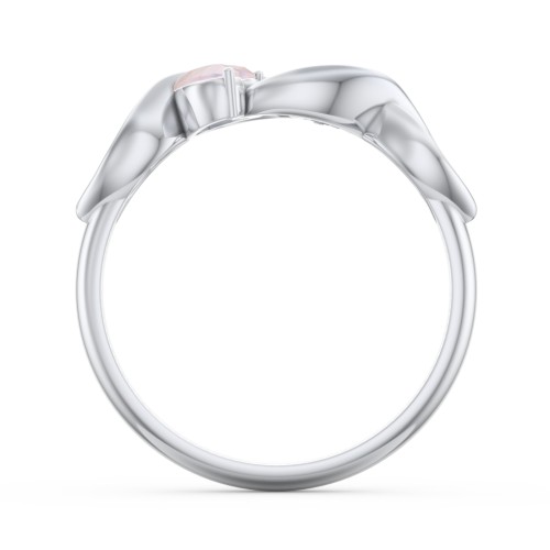 Heavenly Hearts Ring with Heart Birthstones – Sterling Silver with Opal