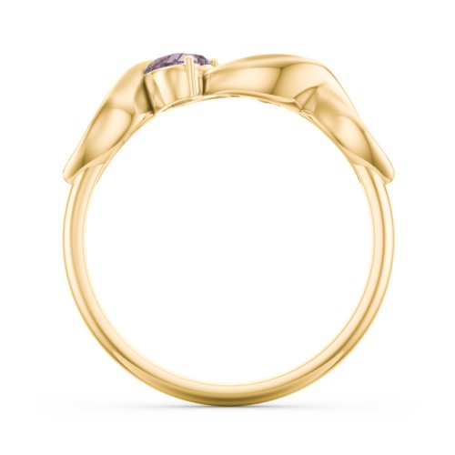 Heavenly Hearts Ring with Heart Birthstones – 9kt Yellow Gold with Alexandrite