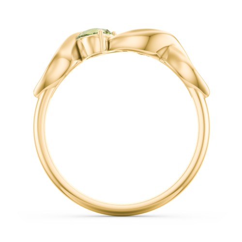 Heavenly Hearts Ring with Heart Birthstones – 9kt Yellow Gold with Peridot