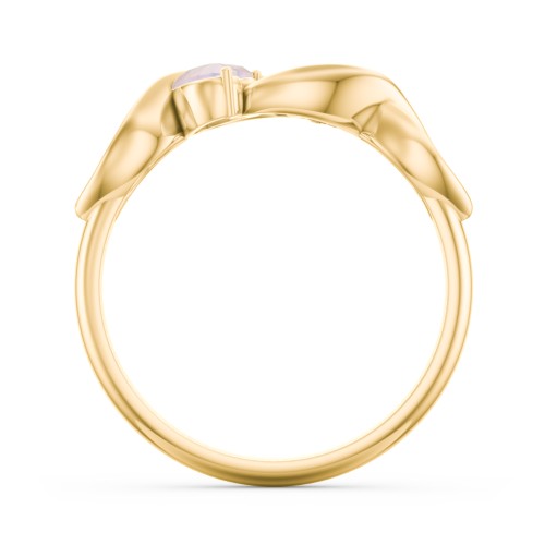 Heavenly Hearts Ring with Heart Birthstones – 9kt Yellow Gold with Opal