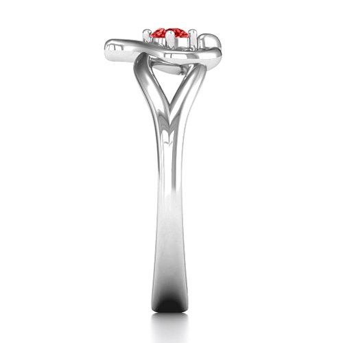 Everlasting Elegance Interwoven Heart Ring – Sterling Silver with Garnet