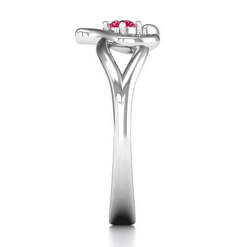Everlasting Elegance Interwoven Heart Ring – Sterling Silver with Ruby