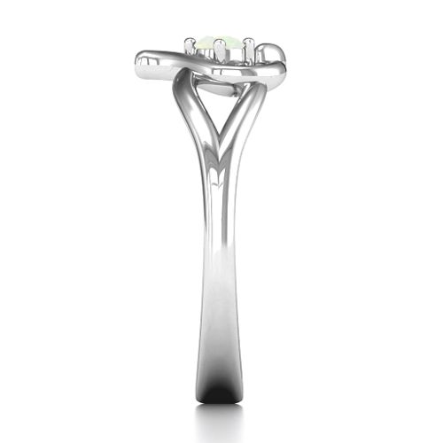 Everlasting Elegance Interwoven Heart Ring – Sterling Silver with Opal