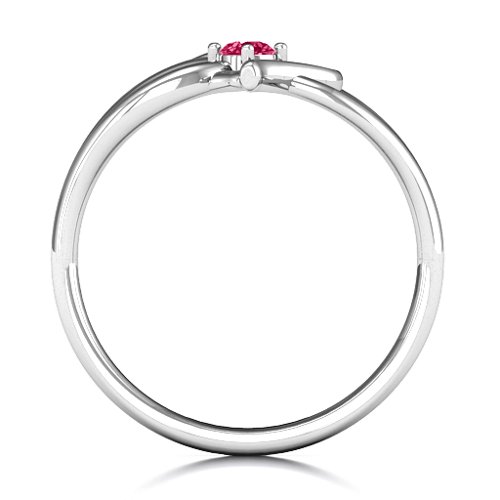Everlasting Elegance Interwoven Heart Ring – Sterling Silver with Ruby