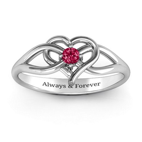 Everlasting Elegance Interwoven Heart Ring – Sterling Silver with Ruby