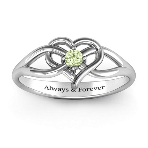 Everlasting Elegance Interwoven Heart Ring – Sterling Silver with Peridot