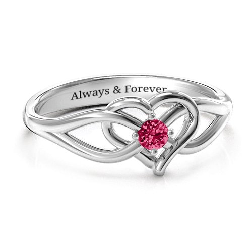 Everlasting Elegance Interwoven Heart Ring – Sterling Silver with Ruby