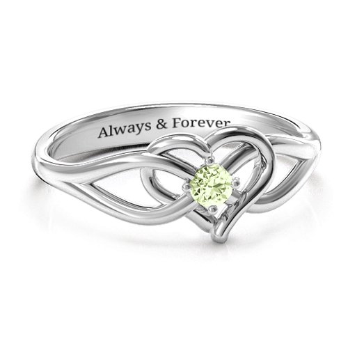 Everlasting Elegance Interwoven Heart Ring – Sterling Silver with Peridot