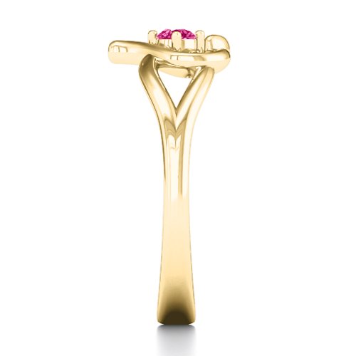Everlasting Elegance Interwoven Heart Ring – 9kt Yellow Gold with Ruby