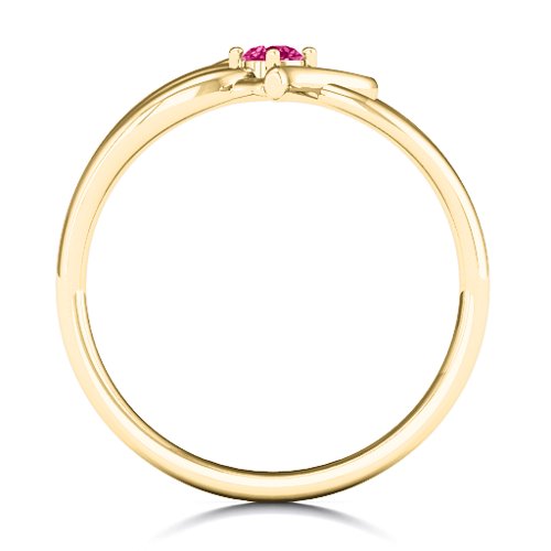 Everlasting Elegance Interwoven Heart Ring – 9kt Yellow Gold with Ruby