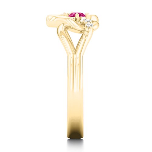 You Have My Heart Ring with Accents – 9kt Yellow Gold with Ruby and White Premium Zirconia