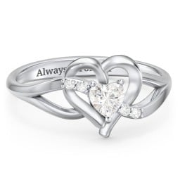 Infinity and Heart Birthstone Ring with Accents