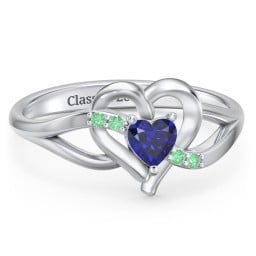 Infinity and Heart Birthstone Ring with Accents