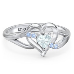 Infinity and Heart Birthstone Ring with Accents