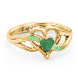 Infinity and Heart Birthstone Ring with Accents