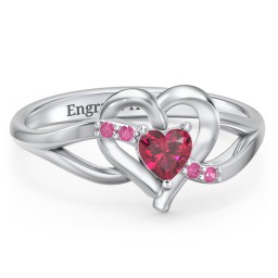 Infinity and Heart Birthstone Ring with Accents