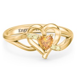 Infinity and Heart Birthstone Ring with Accents