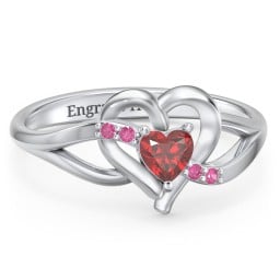 Infinity and Heart Birthstone Ring with Accents