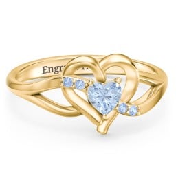 Infinity and Heart Birthstone Ring with Accents