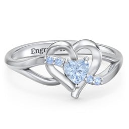 Infinity and Heart Birthstone Ring with Accents
