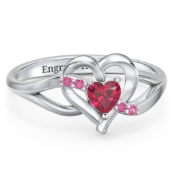Infinity and Heart Birthstone Ring with Accents