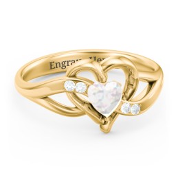 Infinity and Heart Birthstone Ring with Accents