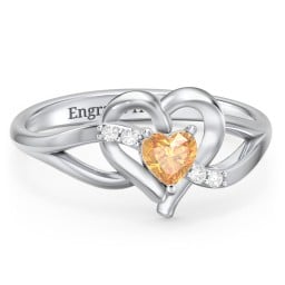 Infinity and Heart Birthstone Ring with Accents