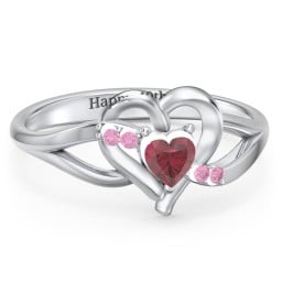 Infinity and Heart Birthstone Ring with Accents