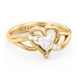 Infinity and Heart Birthstone Ring with Accents