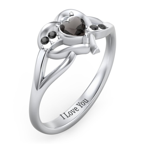 Infinity and Heart Birthstone Ring with Accents