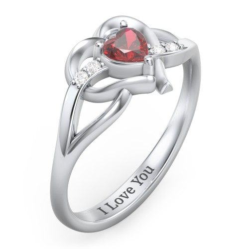 Infinity and Heart Birthstone Ring with Accents