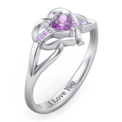 Infinity and Heart Birthstone Ring with Accents