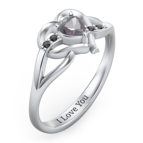 Infinity and Heart Birthstone Ring with Accents