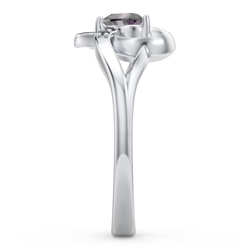 Infinity and Heart Birthstone Ring with Accents