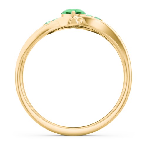 Infinity and Heart Birthstone Ring with Accents – 18K Gold Plated Silver with Emerald and Green Premium Zirconia