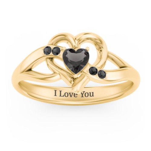 Infinity and Heart Birthstone Ring with Accents