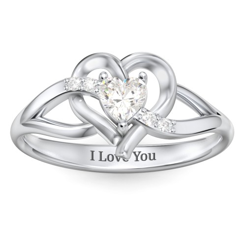 Infinity and Heart Birthstone Ring with Accents