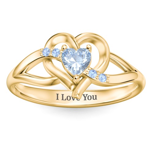 Infinity and Heart Birthstone Ring with Accents