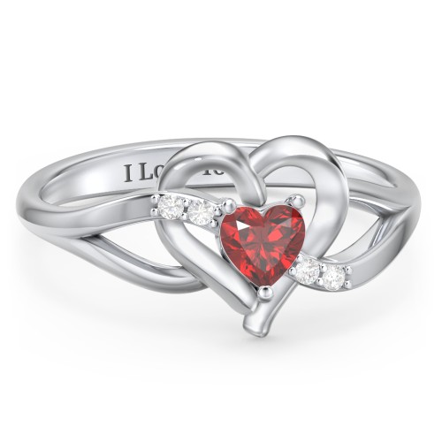 Infinity and Heart Birthstone Ring with Accents