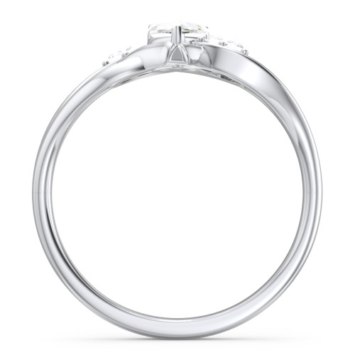 Infinity and Heart Birthstone Ring with Accents – Sterling Silver with Cubic Zirconia and White Premium Zirconia