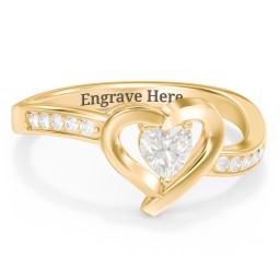 Falling For You Accented Heart Ring in 9K Solid Yellow Gold with Cubic Zirconia, White Premium Zirconia, Red Premium Zirconia, and Amethyst