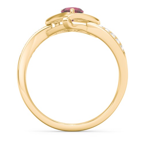 Falling For You Accented Heart Ring – 9kt Yellow Gold with Ruby and White Premium Zirconia
