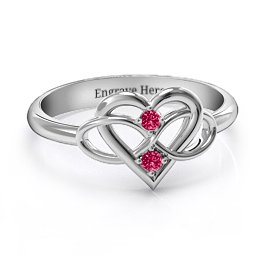 Together Forever Two-Stone Ring in 925 Sterling Silver with Ruby