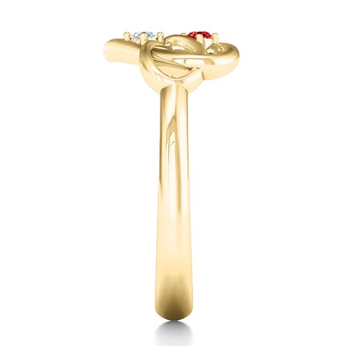 Together Forever Two-Stone Ring – 9kt Yellow Gold with Garnet and Cubic Zirconia