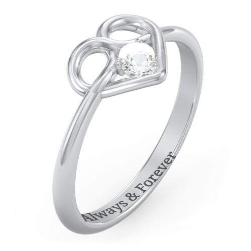 Forget Me Knot Heart Infinity Ring