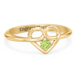 Forget Me Knot Heart Infinity Ring in 18K Gold Plated Silver with Peridot